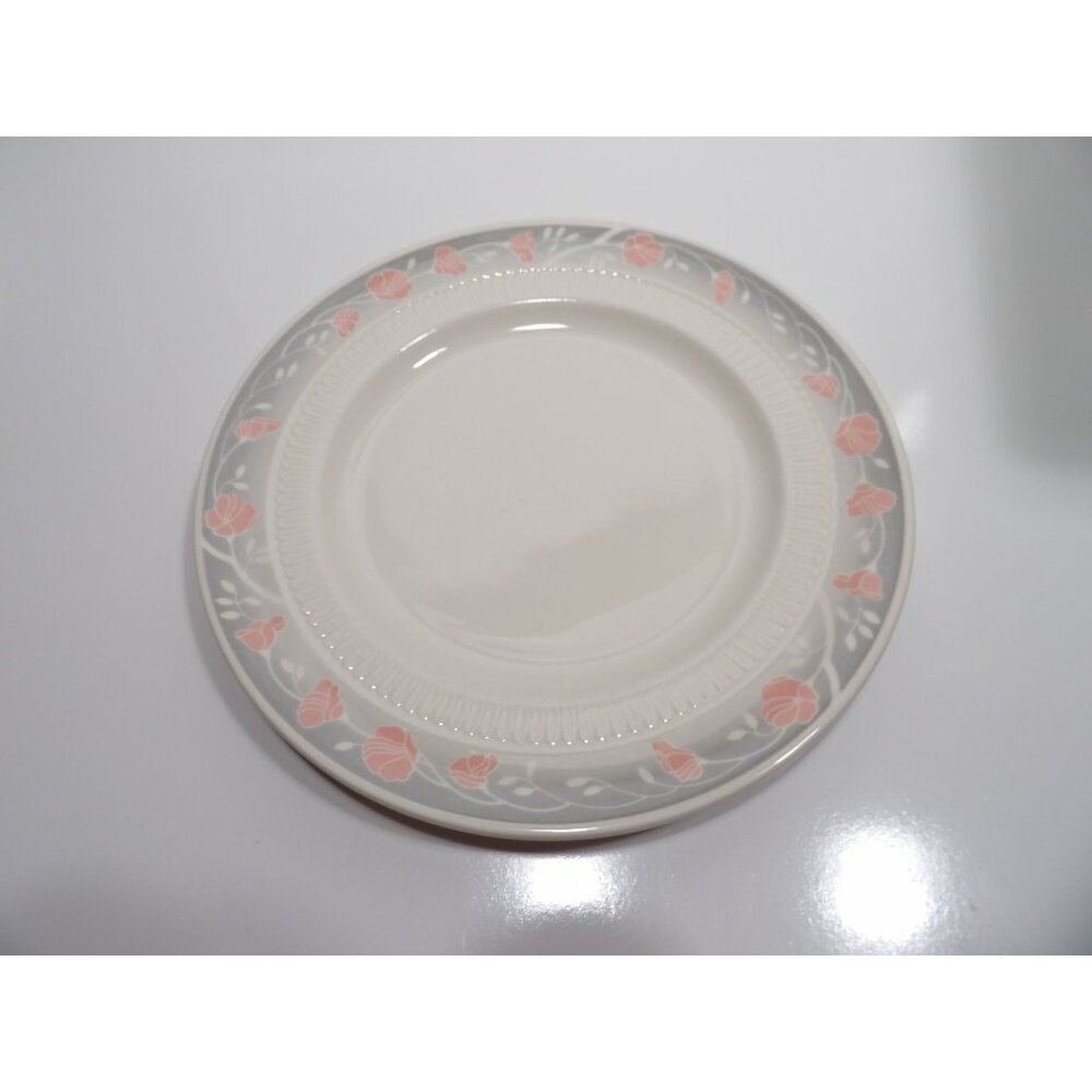 Syracuse China Maymont Dinner Plate Gray Pink Floral Vintage Collectible